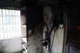 Firefighters evacuated the man from his unit and extinguished the blaze with a water jet. 
