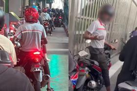 Who's telling the truth?: Motorcyclist slammed online for cutting queue, but witness says story untrue