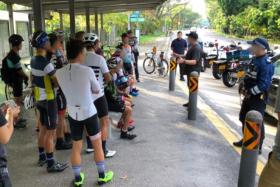 LTA caught a group of more than 10 cyclists riding together.