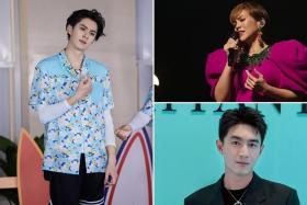 (Clockwise from left) Chinese actor Dylan Wang, Singaporean singer Kit Chan and Chinese actor Lin Gengxin will be attending the Yuewen Global IP Awards.