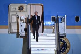 US president Joe Biden arrives at Chopin Airport in Warsaw, on March 25, 2022.