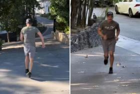 Jeremy Renner shared on social media a video of himself skipping down a driveway before jogging up the road. 