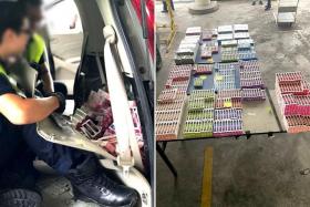 The vapes were hidden in various compartments of a Singapore-registered car. 