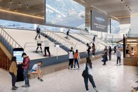 An artist&#039;s impression of Trifecta, where visitors will be able to skate, surf, ski and snowboard at various sports arenas.