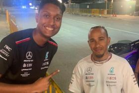 National serviceman Muhammad Thasbeeh was stunned when Lewis Hamilton stepped out of his car to pose for photos with him.