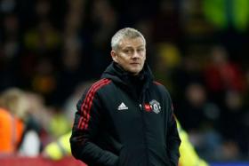 Manchester United&#039;s Norwegian manager Ole Gunnar Solskjaer reacts during the Premier League match against Watford.
