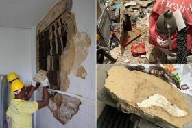The blast left a gaping hole in a wall in the kitchen, and the floor littered with large chunks of concrete and debris.
