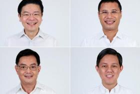 (Clockwise from top left) DPM Lawrence Wong, National Development Minister Desmond Lee, Education Minister Chan Chun Sing and DPM Heng Swee Keat.