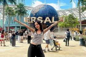 South Korean singer Sandara Park at Universal Studios Singapore.
