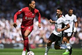 Liverpool&#039;s Virgil van Dijk in action during the EPL season opener against Fulham at Craven Cottage on Aug 6, 2022.