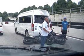 The accident took place at about 8am on Monday and involved a minibus and two motorcycles.