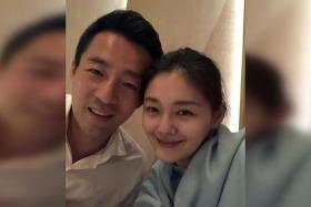 Barbie Hsu and Wang Xiaofei in happier times in a photo posted on social media in February 2018