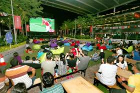 Fans at a screening of a World Cup match at the Singapore Sports Hub in 2018.