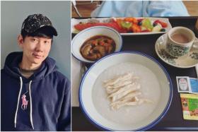 JJ Lin posted a photo of a tray with food such as chicken porridge and fruit on his Instagram on Dec 9.