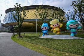 A photo from Oct 18, 2021, shows the Gongshu Canal Sport Park Gymnasium in Hangzhou.