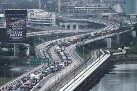 Heavy traffic on the Causeway on June 9, 2022. ICA said it expects continued heavy traffic for the remainder of June.