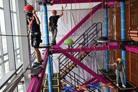 Adults and kids who are at least 1.2m tall can test their physical and mental strength at X-Scap8.