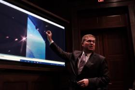 Deputy director of naval intelligence Scott Bray speaking about unexplained aerial phenomena at a hearing in Washington.