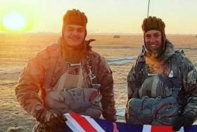 Shaun Pinner (left) and Aiden Aslin in Syria a few years back. It was unclear how freely the two men were able to talk.