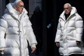 Pope Francis was seen in the fake photo wearing a gigantic white puffer coat.