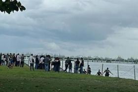 A police tent was set up at East Coast Park after the police were alerted to a case of suspected drowning.