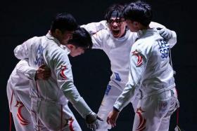 National fencer Samson Lee (second from right) was withdrawn from the squad for missing three training sessions.