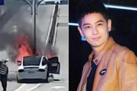 Jimmy Lin was driving in Taiwan&#039;s Taoyuan city on July 22 when the car reportedly hit the road divider and caught fire.