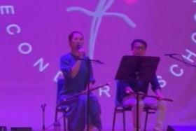 Paige Chua performed three songs on the dizi to the 130 teachers gathered for the school’s Teachers’ Day celebration.