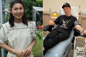 Lina Ng (left) and Shaun Chen have responded to an appeal from the Singapore Red Cross to give blood.