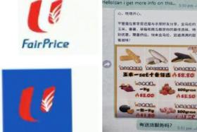 Images of the fake FairPrice Group app and a conversation between the victim and scammer.