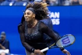 Serena Williams completing a serve during the US Open match against Australia&#039;s Ajla Tomljanovic on Sept 2, 2022.