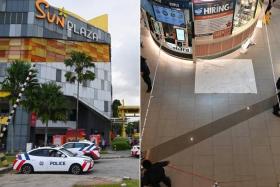 Police cordoned off a crime scene at Sun Plaza on after a man was found motionless and bleeding on Jan 15. 