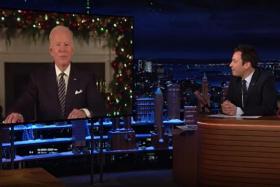 US President Joe Biden and television host Jimmy Fallon during an interview on Dec 10.