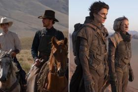 Movie stills from The Power of the Dog (left) and Dune.