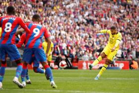 Chelsea&#039;s Ruben Loftus-Cheek scores their first goal against Crystal Palace, on April 17, 2022.