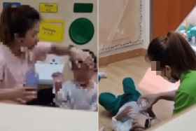 Videos of two teachers from different Kinderland branches allegedly abusing children surfaced online recently.